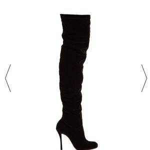 LOUBOUTIN THIGH HIGH black suede boot